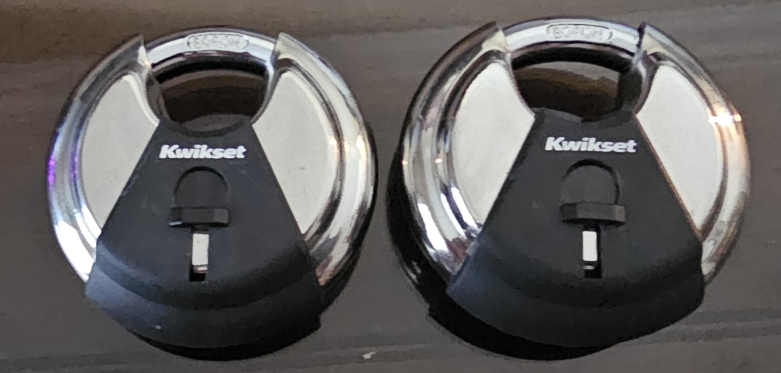 2 pack KWIKSET Keyed Discus Padlock Boron Carbide shackle 2 3/4"