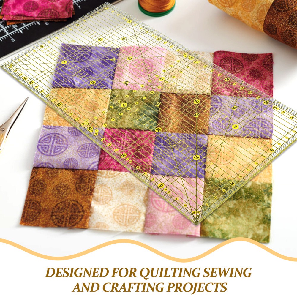 Patchwork Ruler for Quilting Projects with Non Slip Double Color Grid Lines