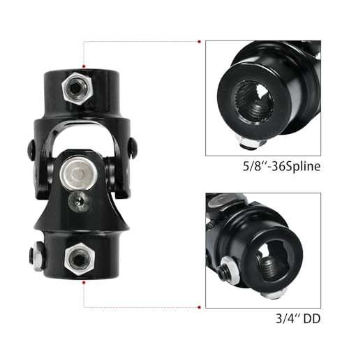 5/8"- 36 Spline x 3/4" DD Black Steering Universal Joint U Joint Single