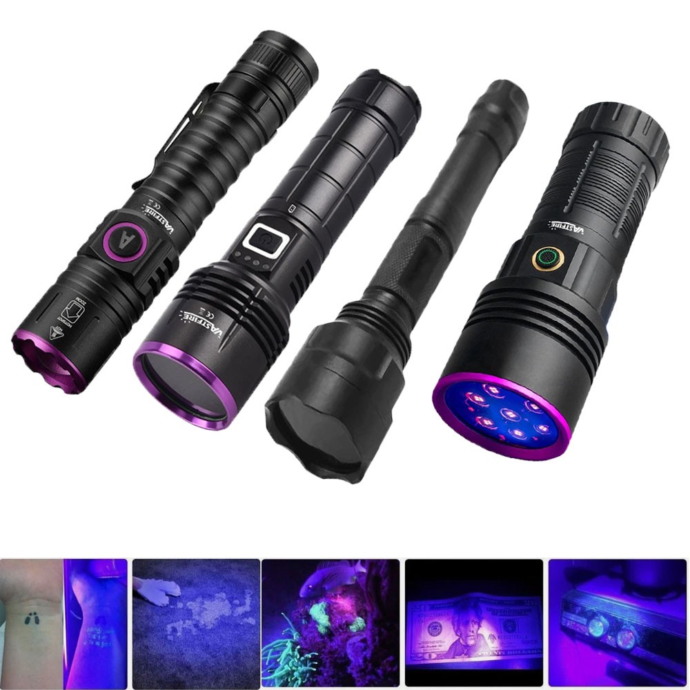 365nm UV Black Light Flashlight 15W 30W 160W Rechargeable LED Inspection Torch
