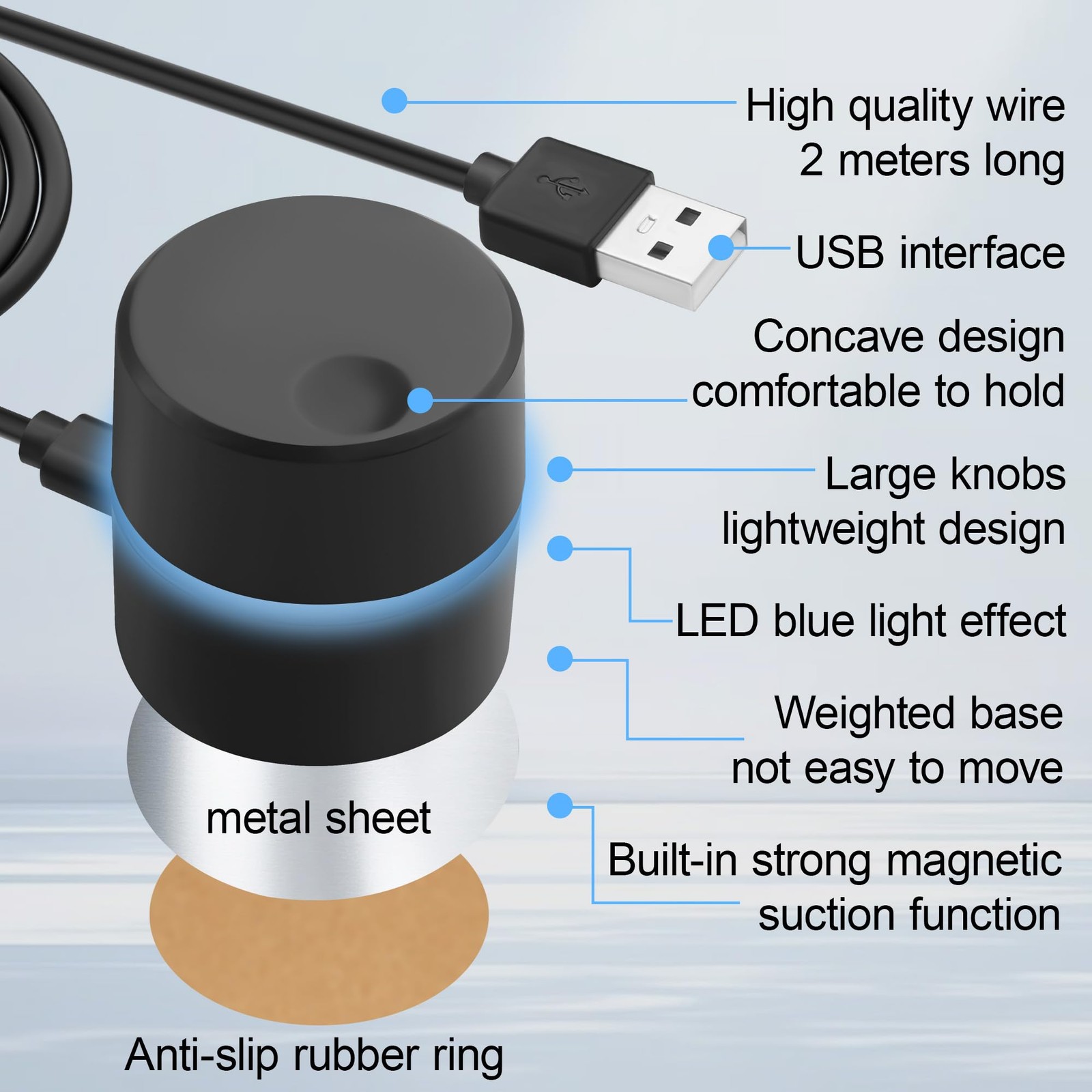 USB Volume Control Knob – Physical Audio Control with Magnetic Base