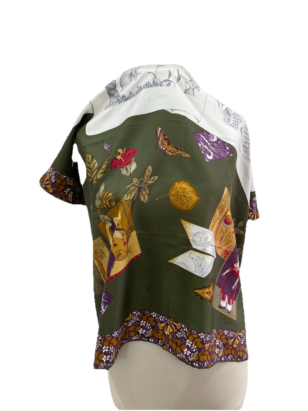 S8# Nazareno Gabrielli Multicolor Floral Silk Scarf 34 Inch
