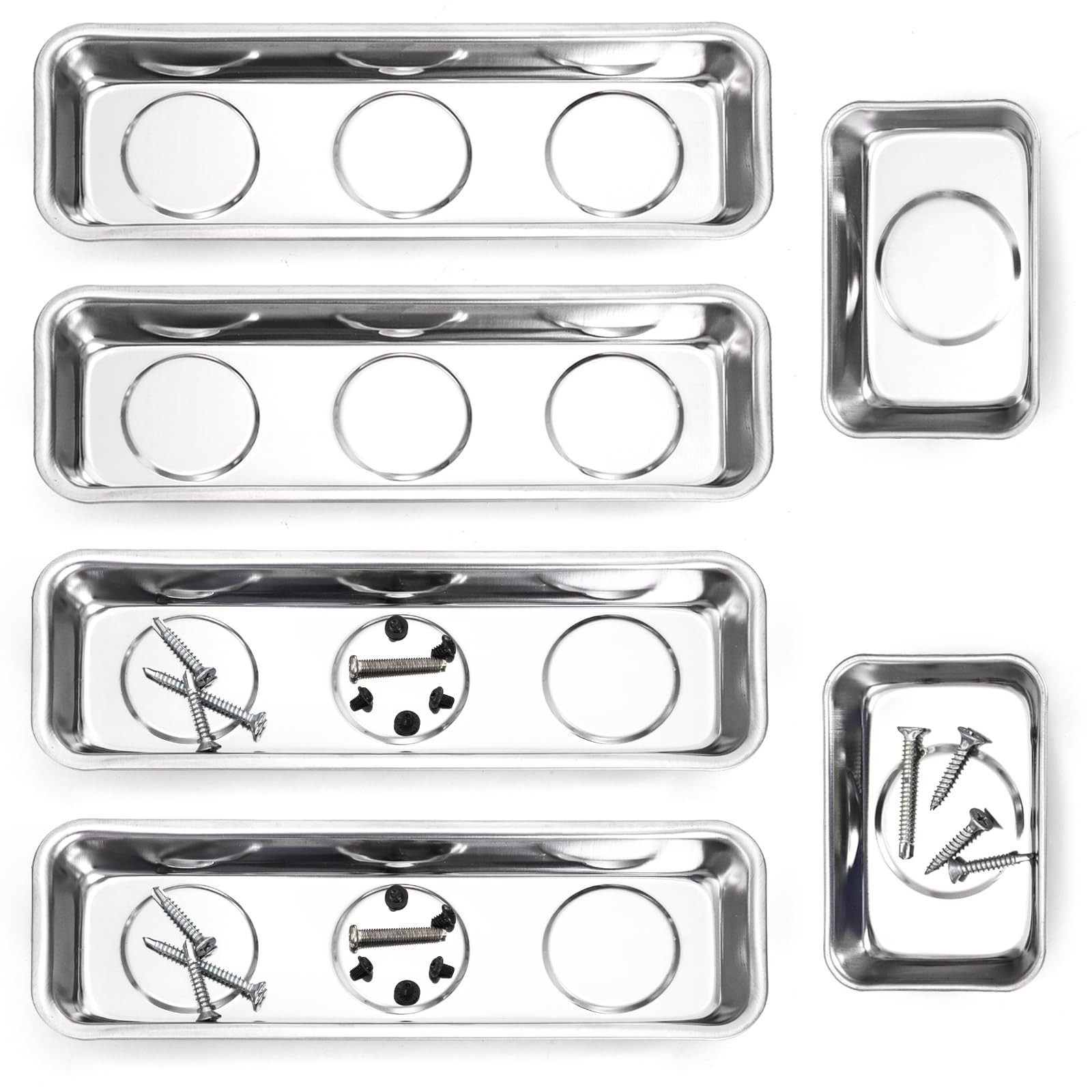 Okllen Set of 6 Small Magnetic Parts Trays, Stainless Steel Tray...