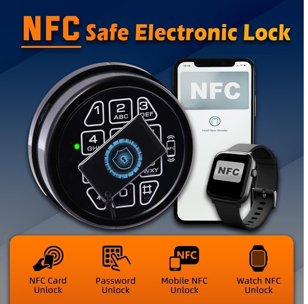 NFC Mobile Control Safe Electronic Lock Replacement Keypad Solenoid Lock & 2 Key