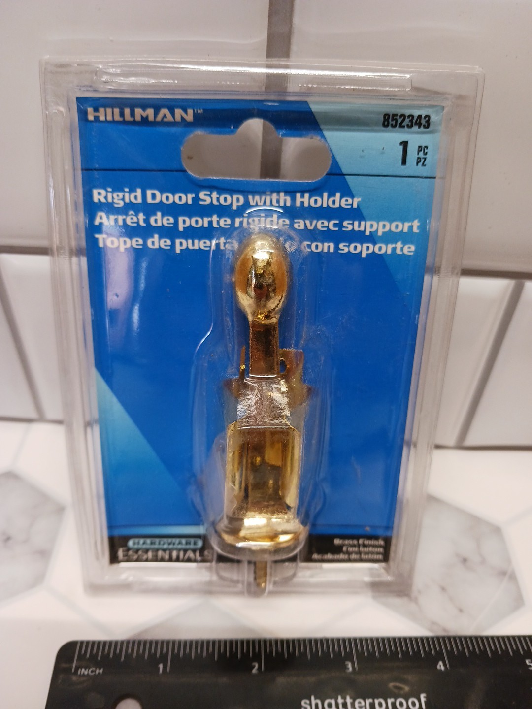 Hillman 852343 Rigid Door Stop with Holder Brass Finish Ships FREE!