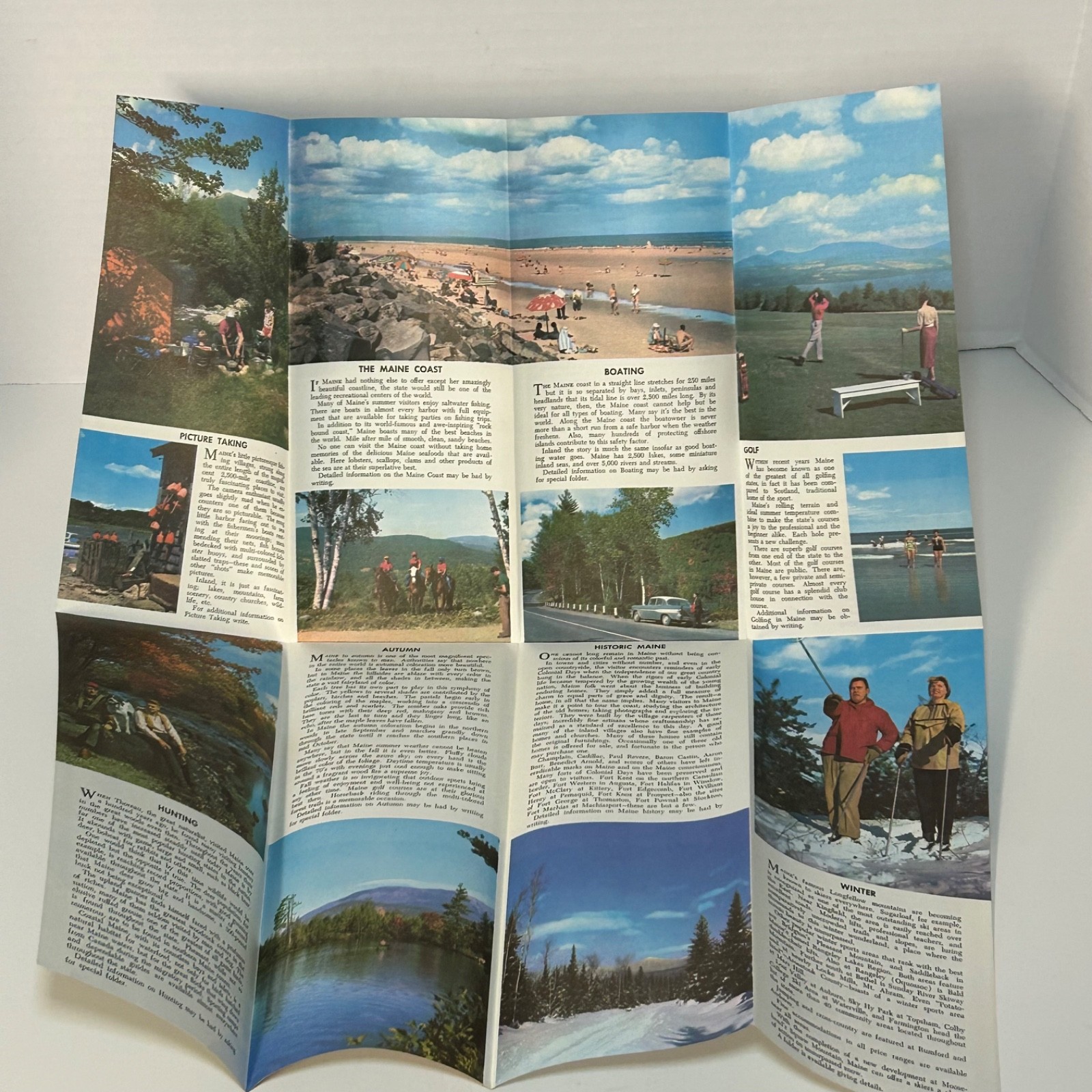MAINE Complete Vacationland Vintage Illustrated 16-Page Brochure Circa 1950'S