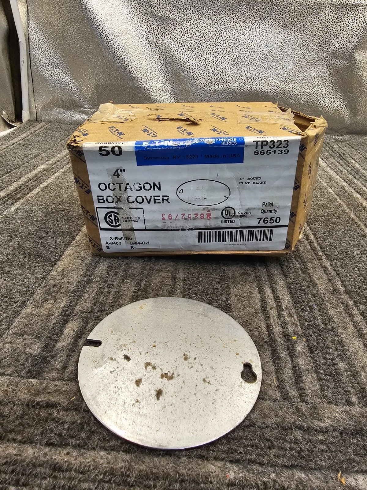(QTY 50) Eaton Crouse-Hinds TP323 4" Flat Octagon Box Cover