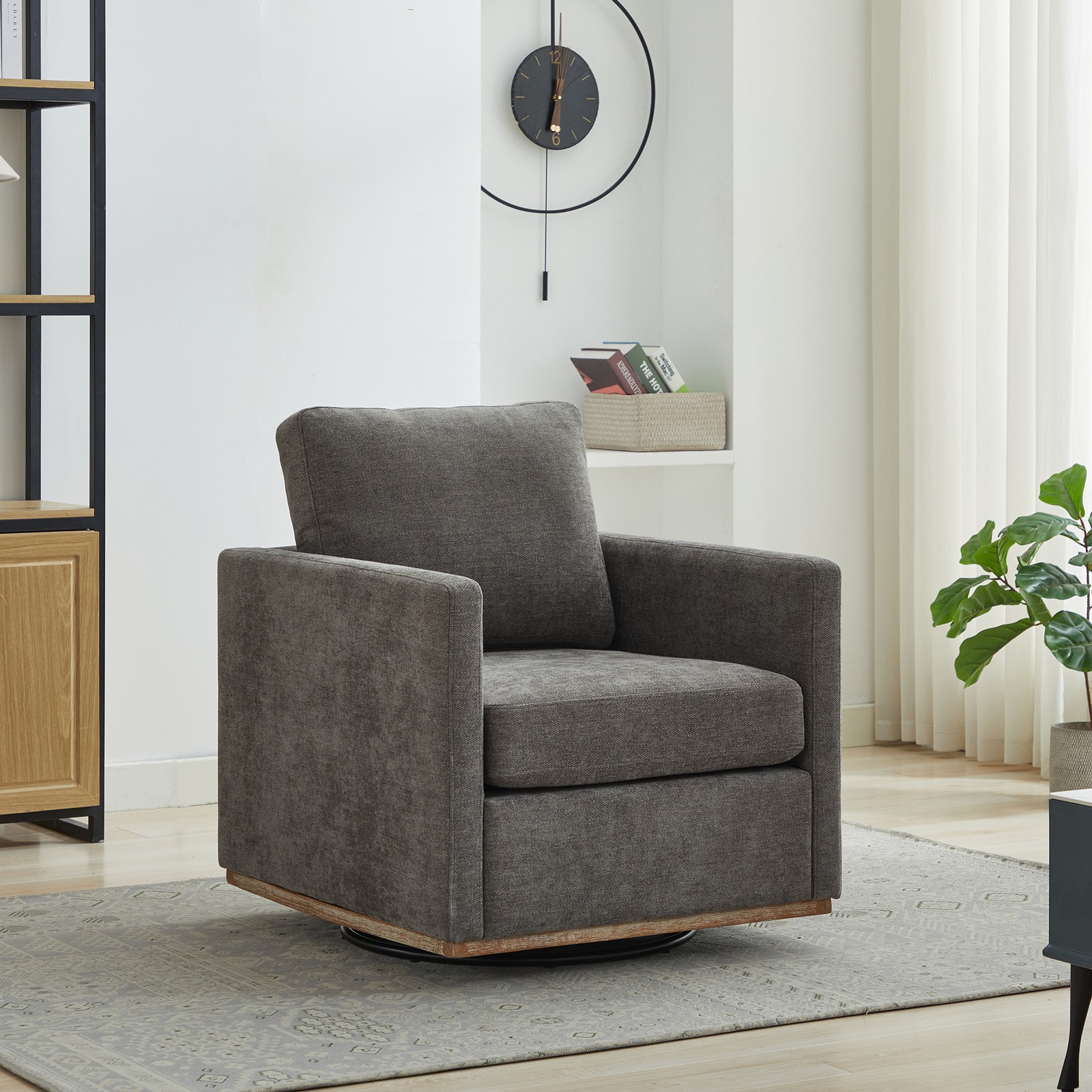 30.7"W Square Upholstered Swivel Accent Chair and Comfy Accent Single Sofa Chair