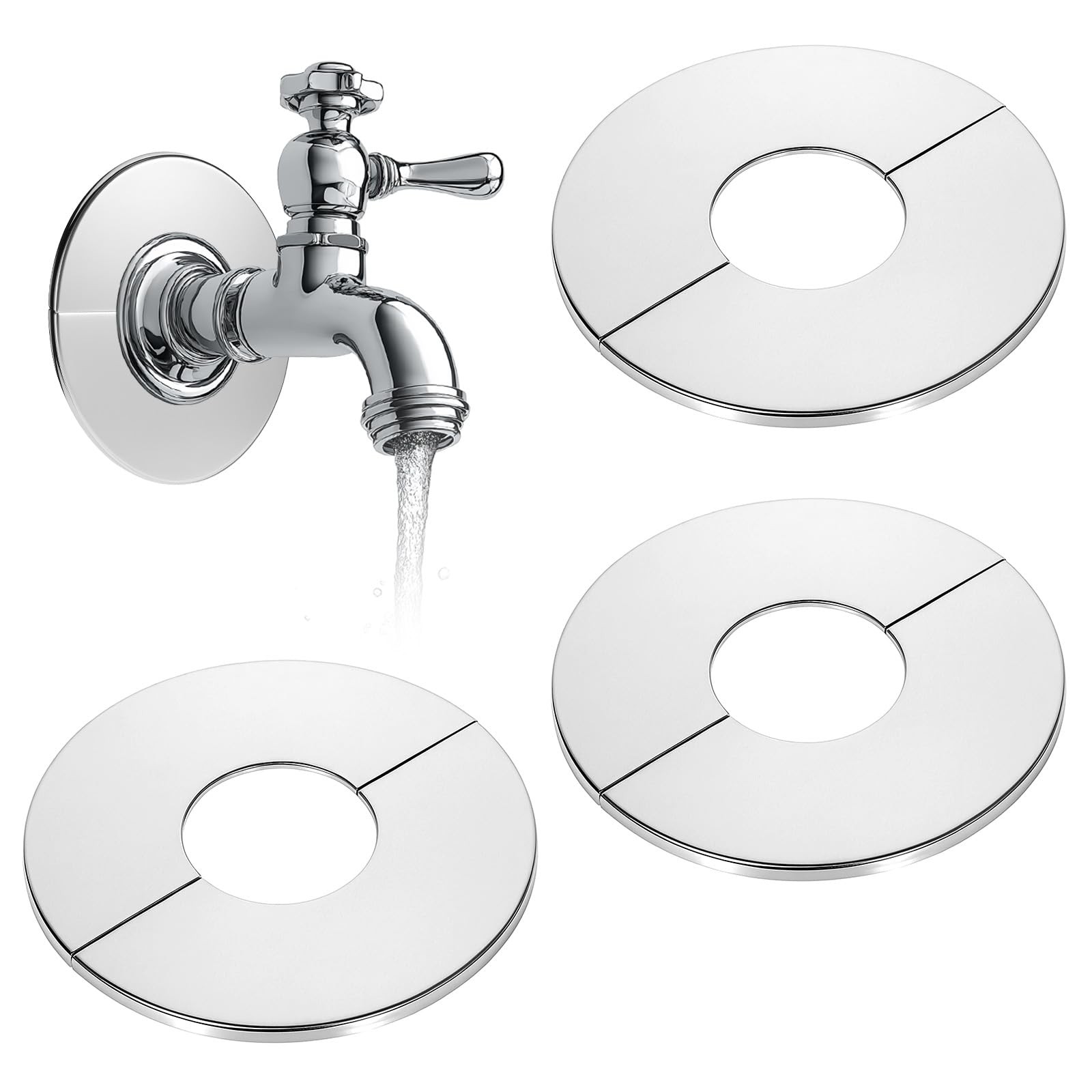 3 Pcs Escutcheon, 2 Inch/52 mm Stainless Steel Split Flange Wall Mount, Round...