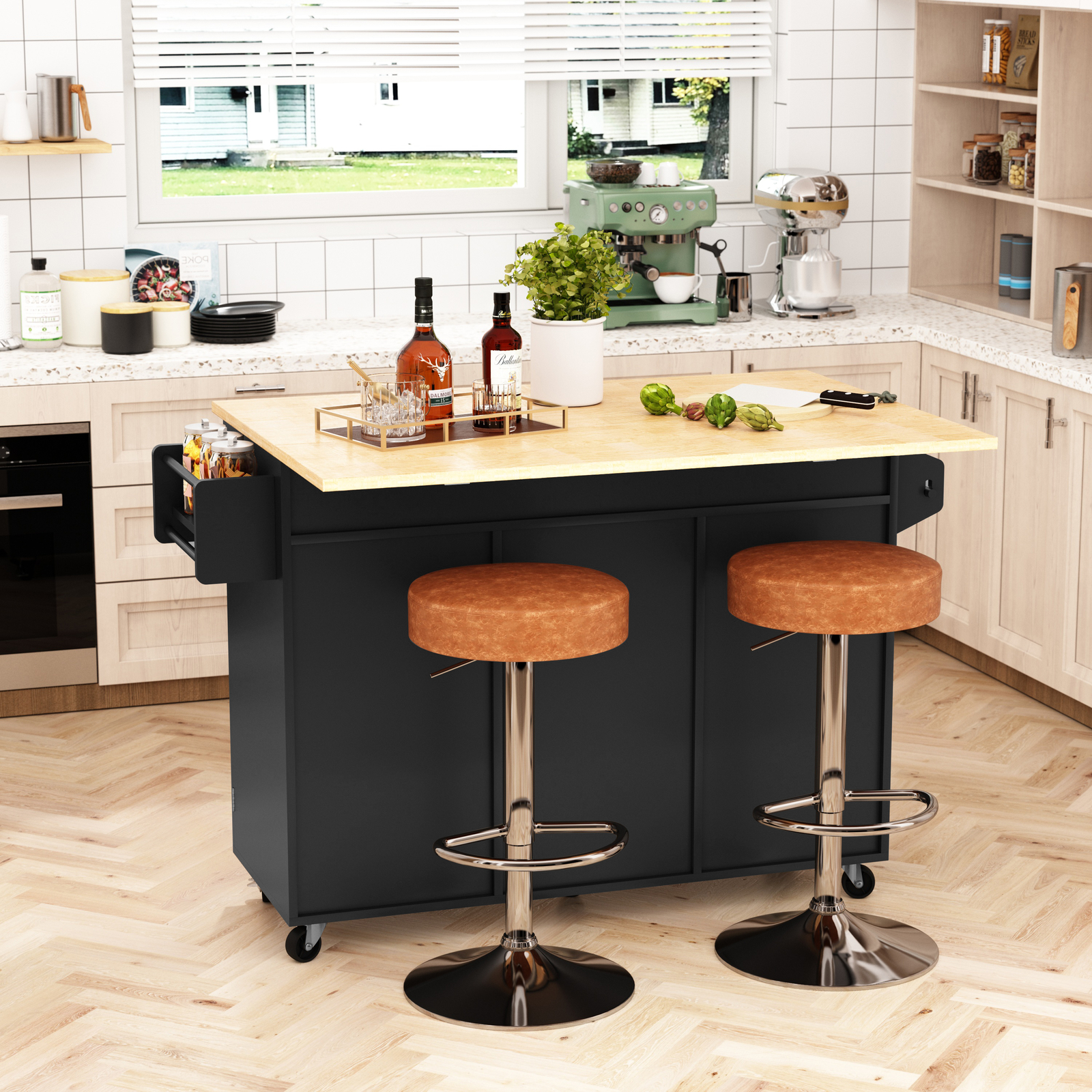Rolling Kitchen Island with Drop Leaf Movable Kitchen Carts on Wheels Island NEW