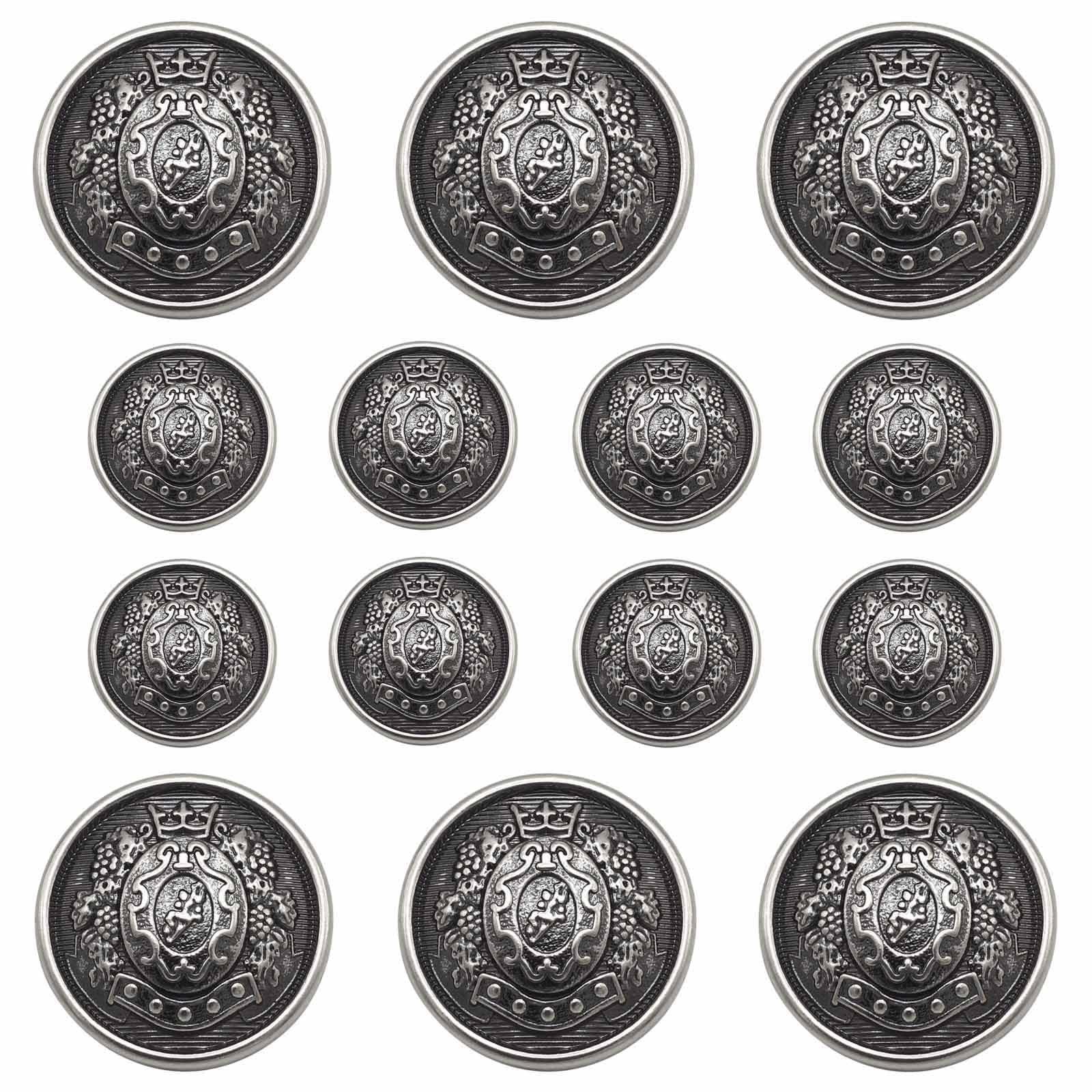 Betoplin 14 Pieces Antiqued Black Silver Metal Blazer 15mm 23mm, Gun