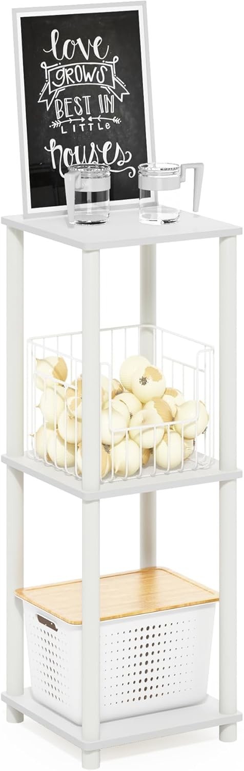 Turn-N-Tube Side Table Set of 2 2-Tier Stackable Modern End Table W/ Open Shelf