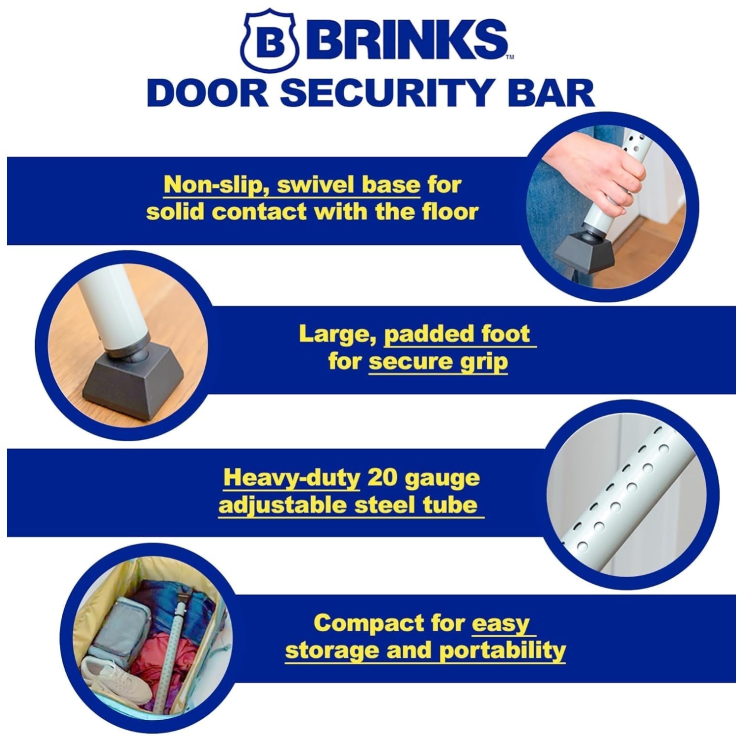 Dorm Room Door Jammer - Easy Installation - Silver - 2 Pack