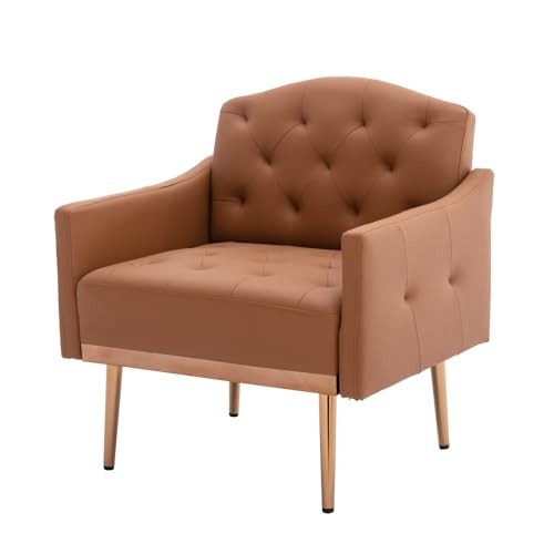 OLELA Chair, Single Sofa Rose Golden Feet Iron Plywood 37.03lbs W39536357 Brown