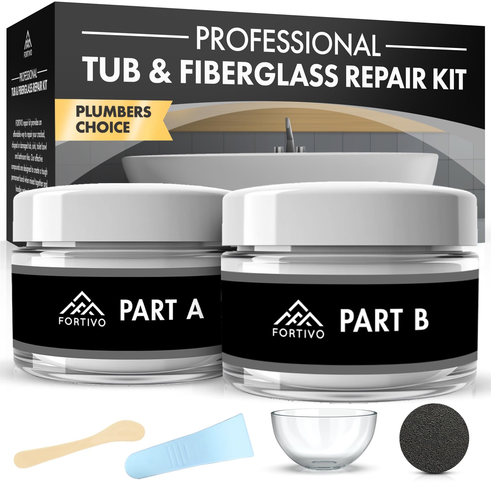 White Porcelain Repair Kit, Fiberglass Tub Repair for Sink, Shower, Counterto...