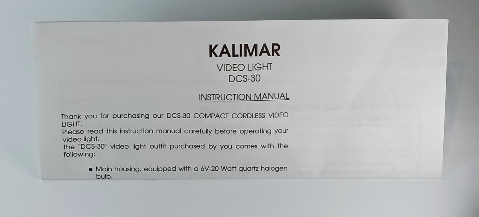 Kalimar DCS-30 Video Camcorder Light Outfit Set High Power Halogen Not Canon