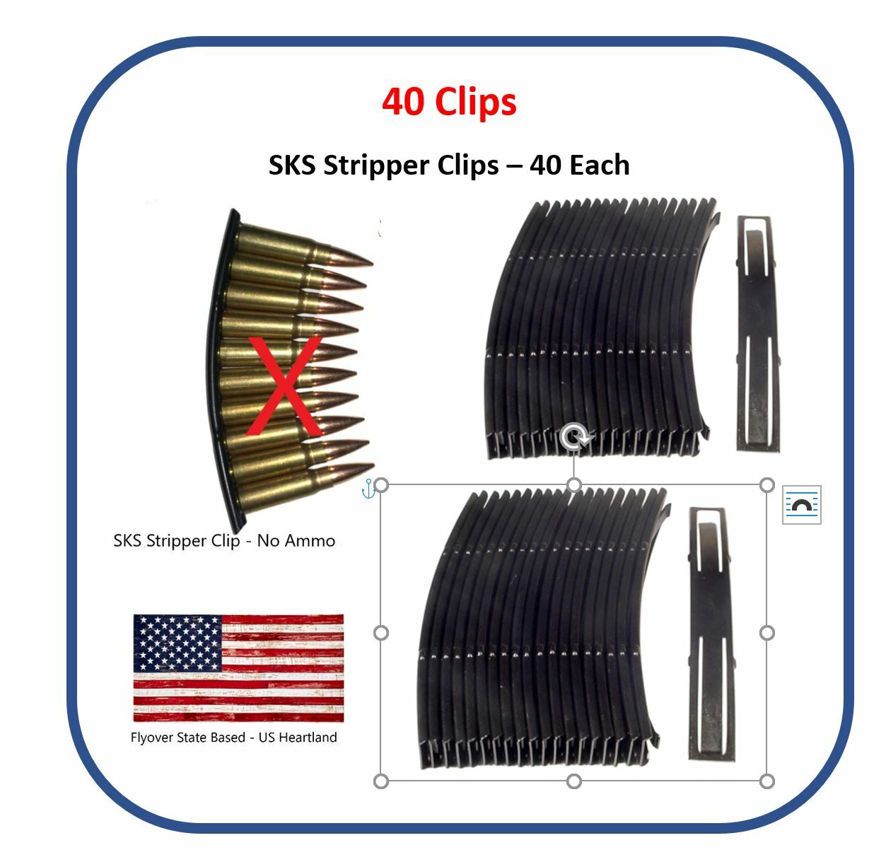 40 Each SKS Stripper Clip 7.62 x 39 Speed Load AMMO NEW PACK of 40 Clips for MAG