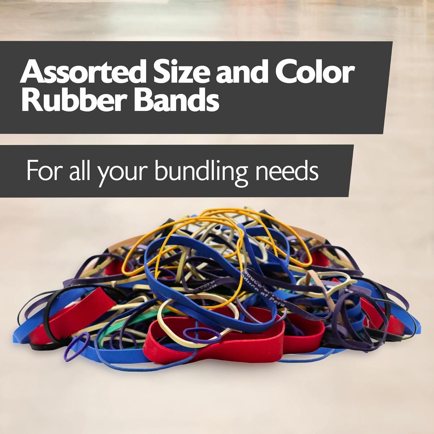 BAZIC Assorted Dimensions 227g/0.5 lbs. Rubber Bands, Multi 1-Pack, Multiple