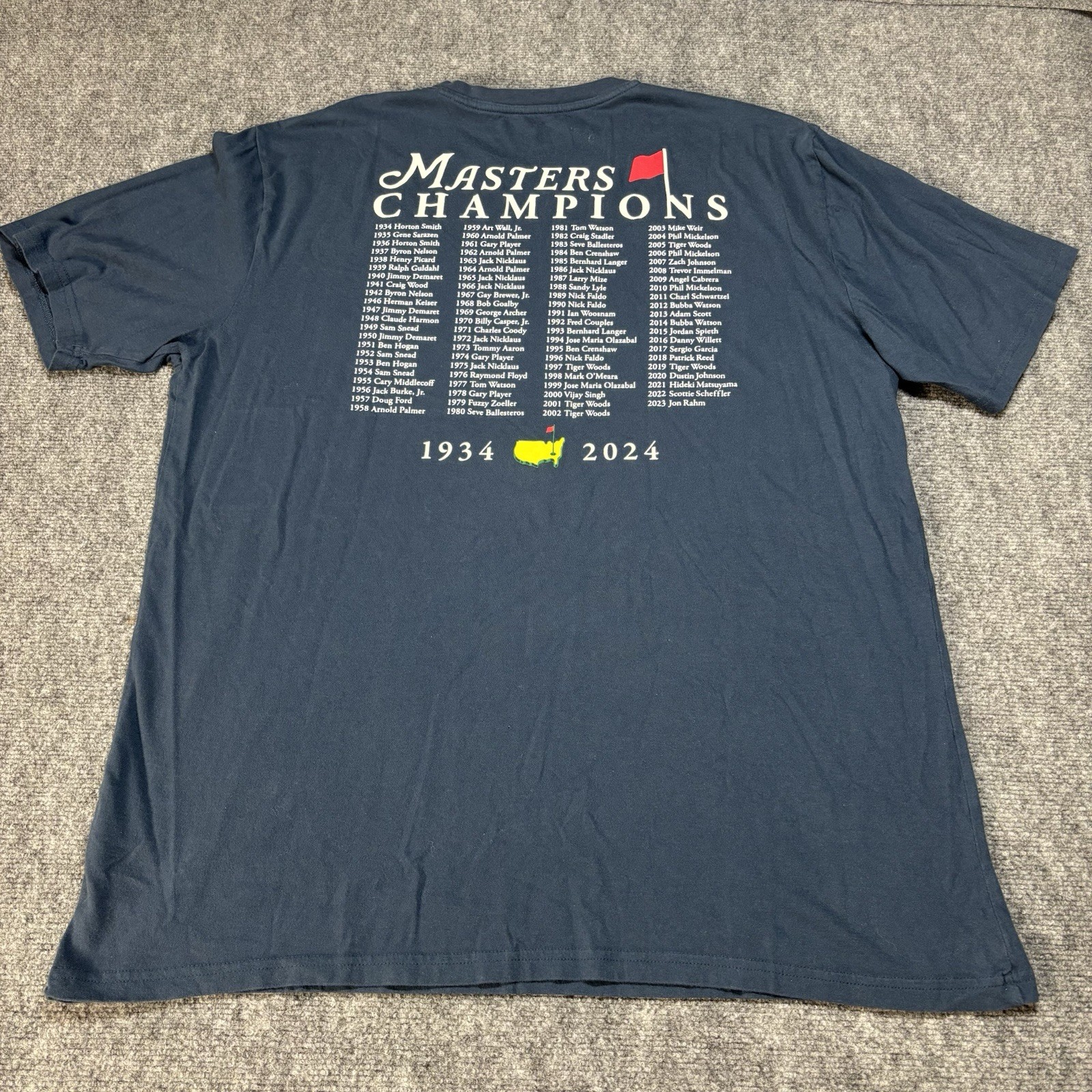 The Master’s Champions 1934- 2024 Dated Winners Golf T Shirt Mens 3XL Cotton PGA