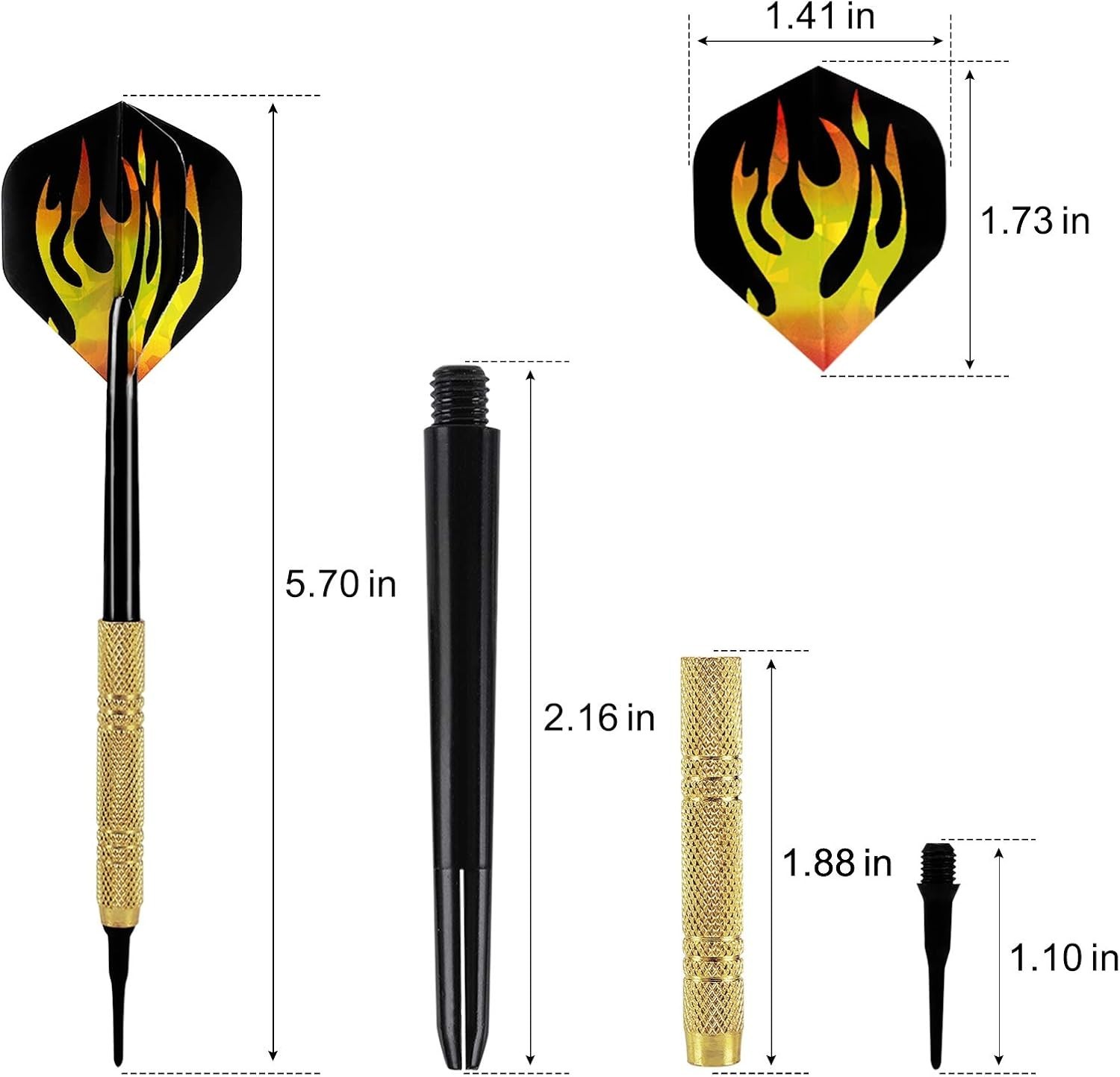 Soft Tip Darts Set 12 Pack Plastic Tips + 36 Replacement Points 14g