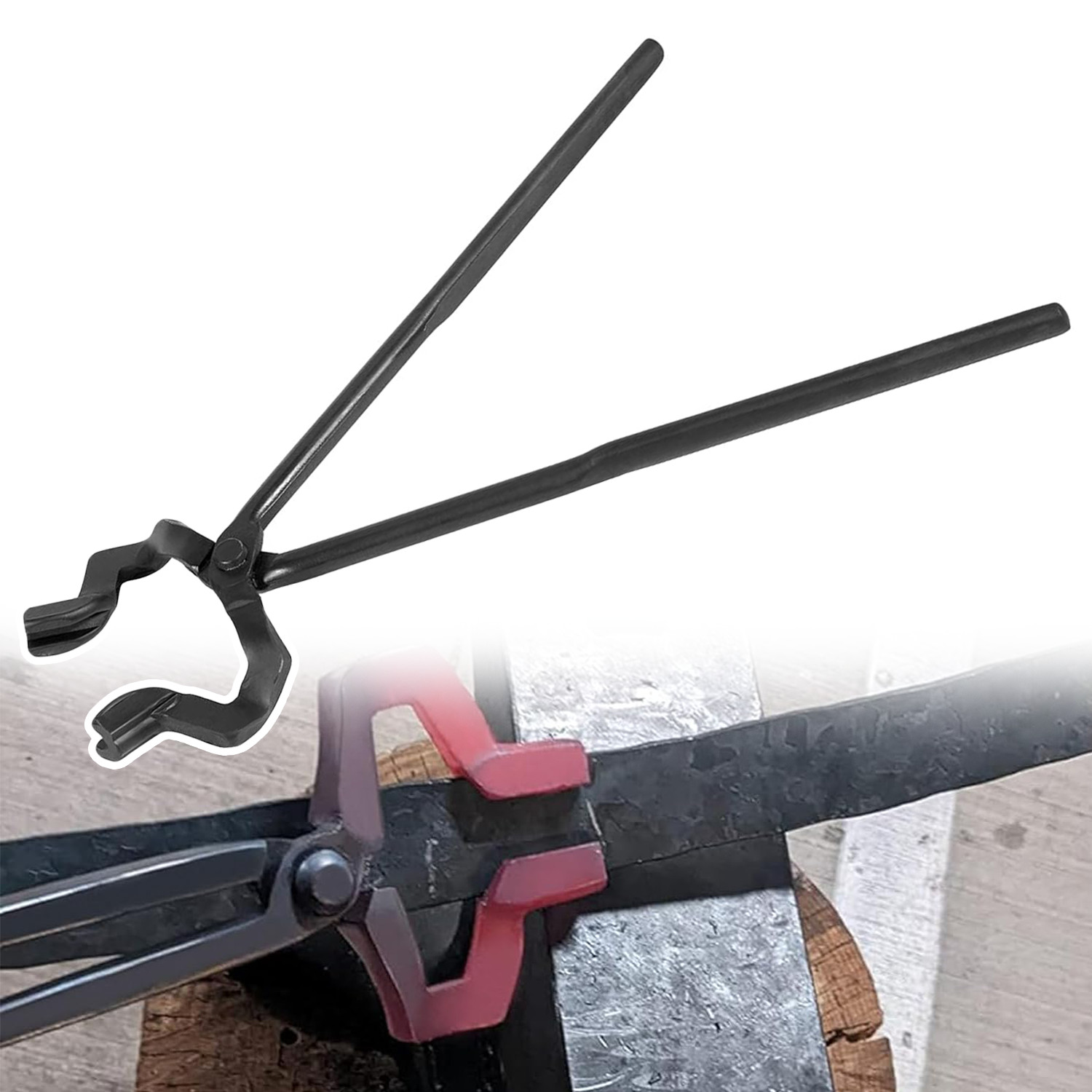 Steel 16inch Z- V-Bit Style Tongs Z-Jaw Offset Tongs For Blacksmith Knife Making