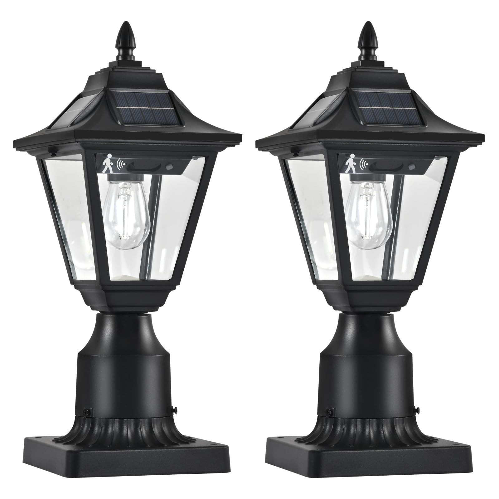 DARIISI 2 Pack Solar Post Lights with Pier Mount Base, 6000K Cool White