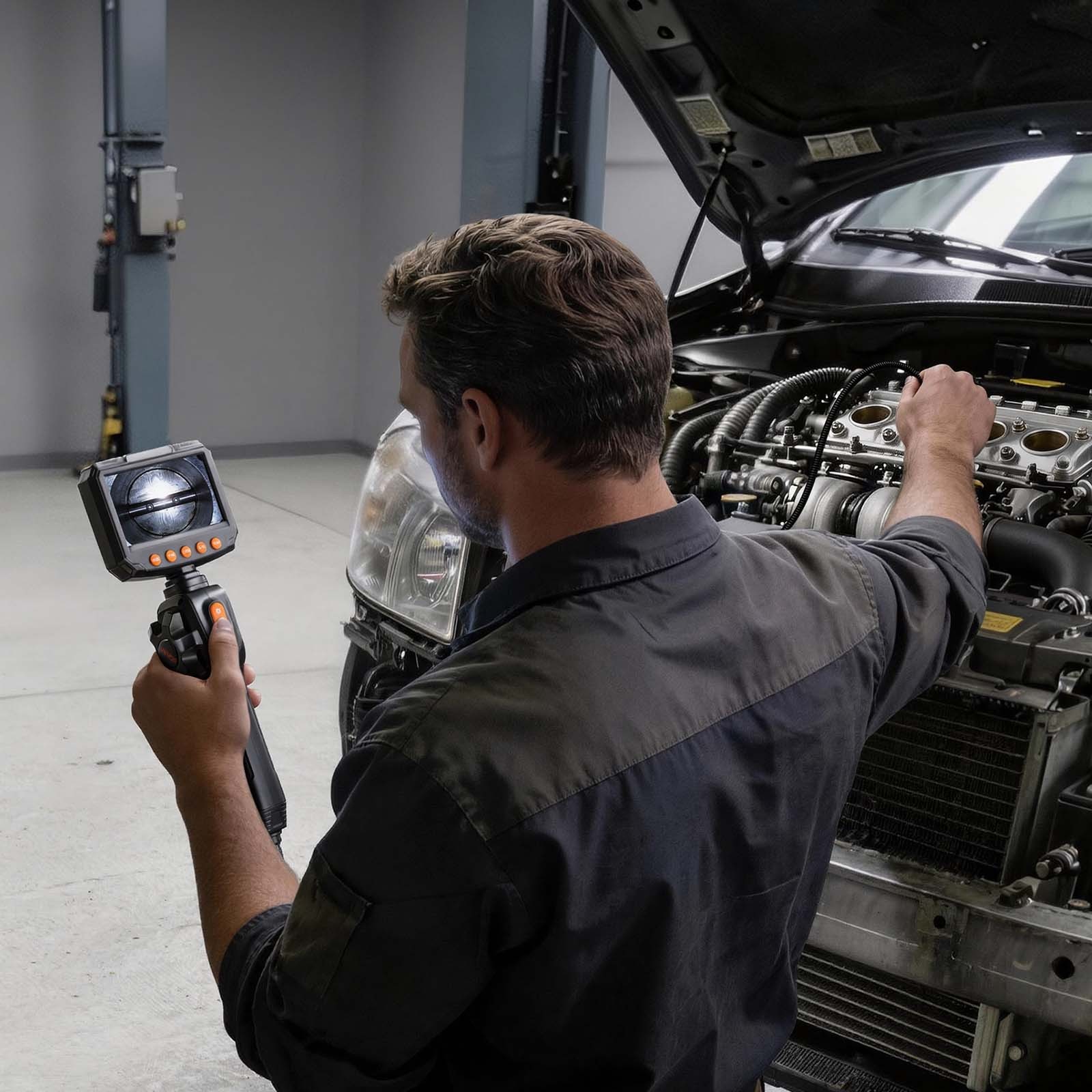 VEVOR 2-Way Articulating Borescope Camera Endoscope with 4.3" IPS Screen 8X Zoom