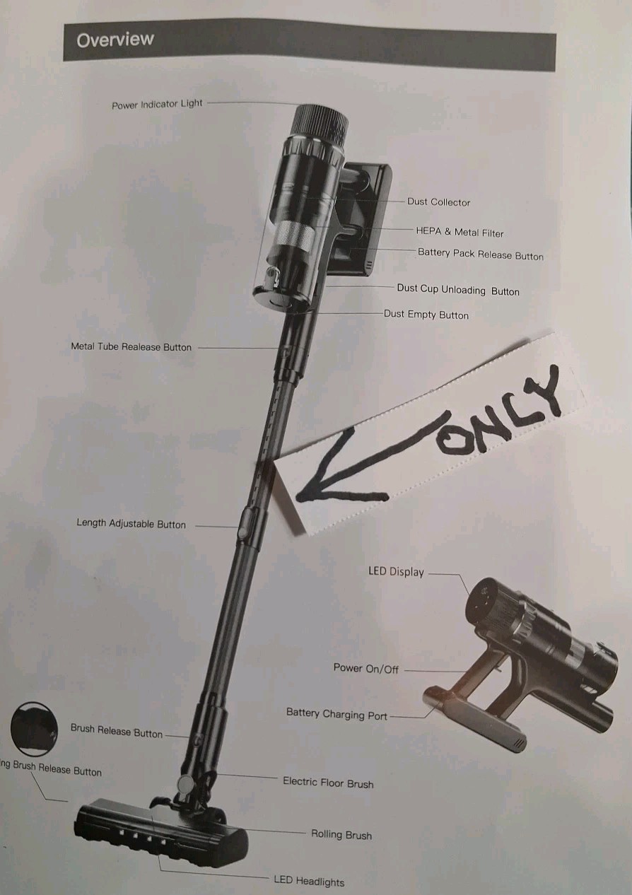 OEM AX900 Adjustable Tube Only L530W Lightweight Cordless Stick Vacuum Cleaner