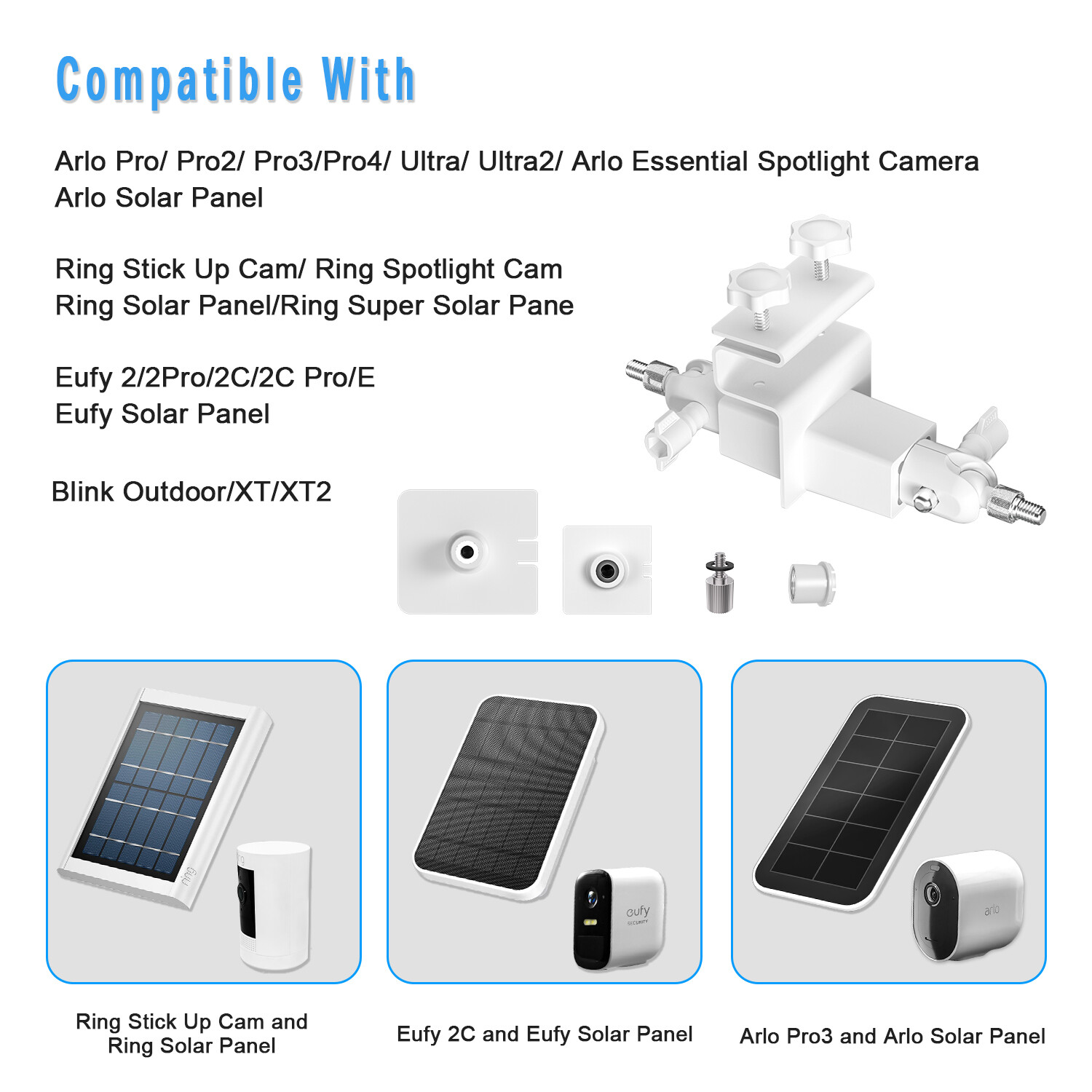 2 in 1 Weatherproof Gutter Mount for Eufy Solar Panel & Eufy cam Security Camera
