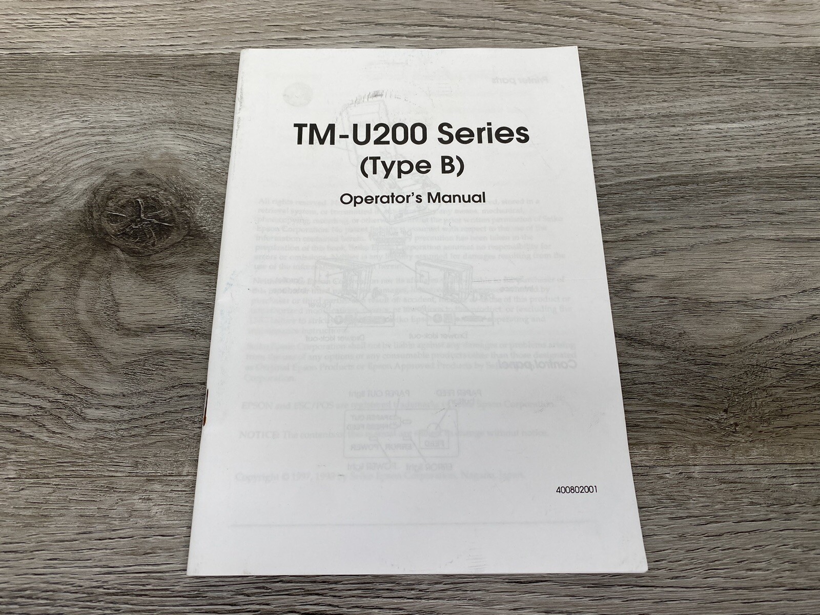 Epson TM-U200 Series Type B Receipt Printer Manual