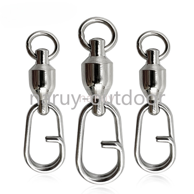 30/50PCS Fishing Swivels Snap Ball Bearing Swivel Split Ring Snap Rolling Swivel