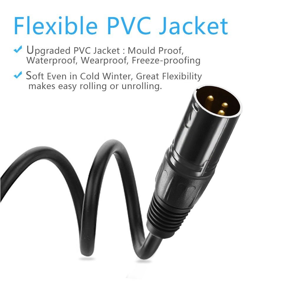 6ft DMX Cable Gold Plated 3 Pin XLR Male to Female for Stage Lighting 4 Pack