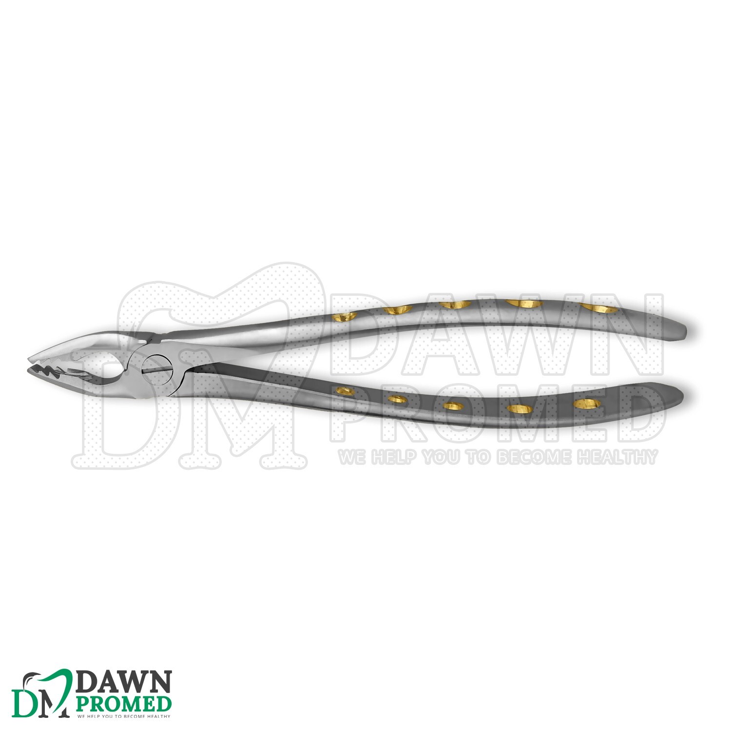 Dental Extracting Forceps #34M Gold Hollow Python Grip Handle German Grade
