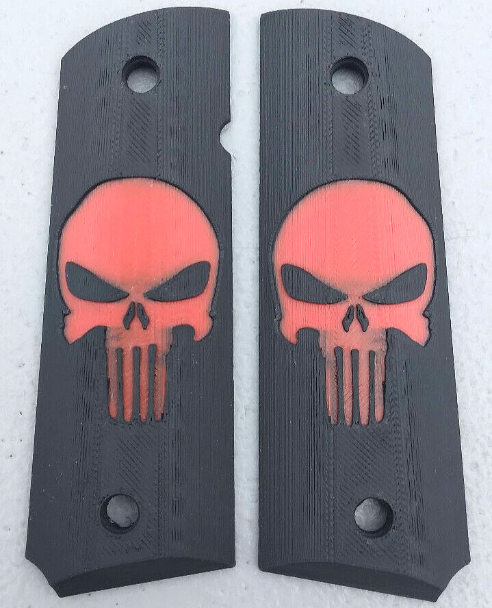 Full Size Colt 1911 Punisher Black & Red Grips