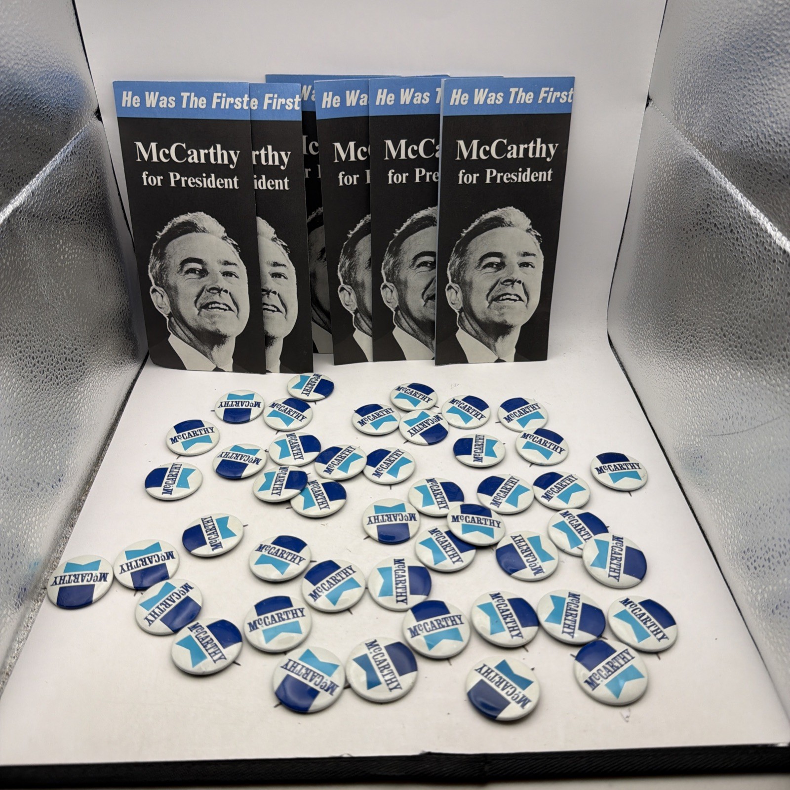 VTG 1968 Eugene McCarthy Presidential PINBACK LOT Of 45 + 6 Brochures Political