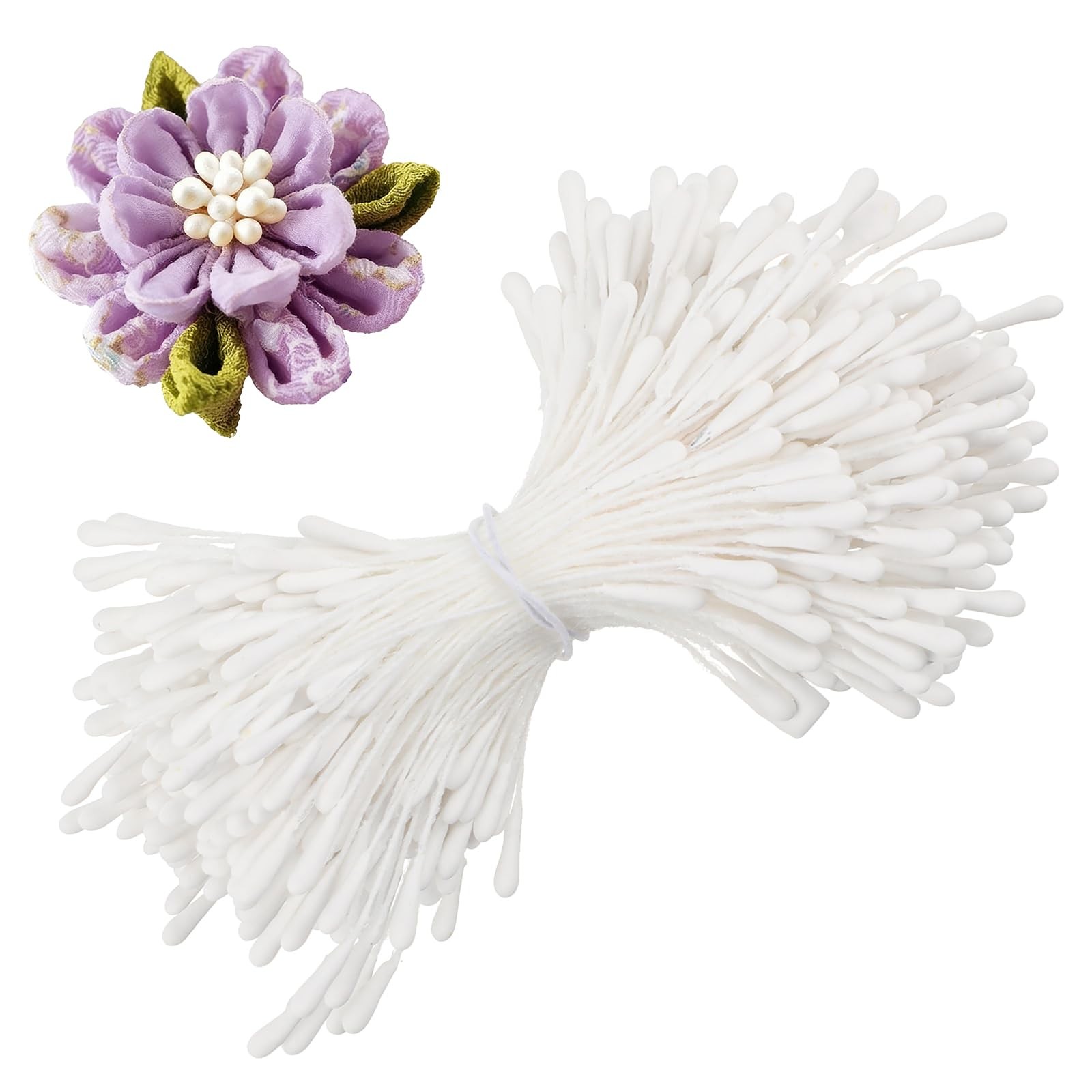 400 PCS 3mm Flower Stamens White Double Head Artificial Craft Wedding Decor