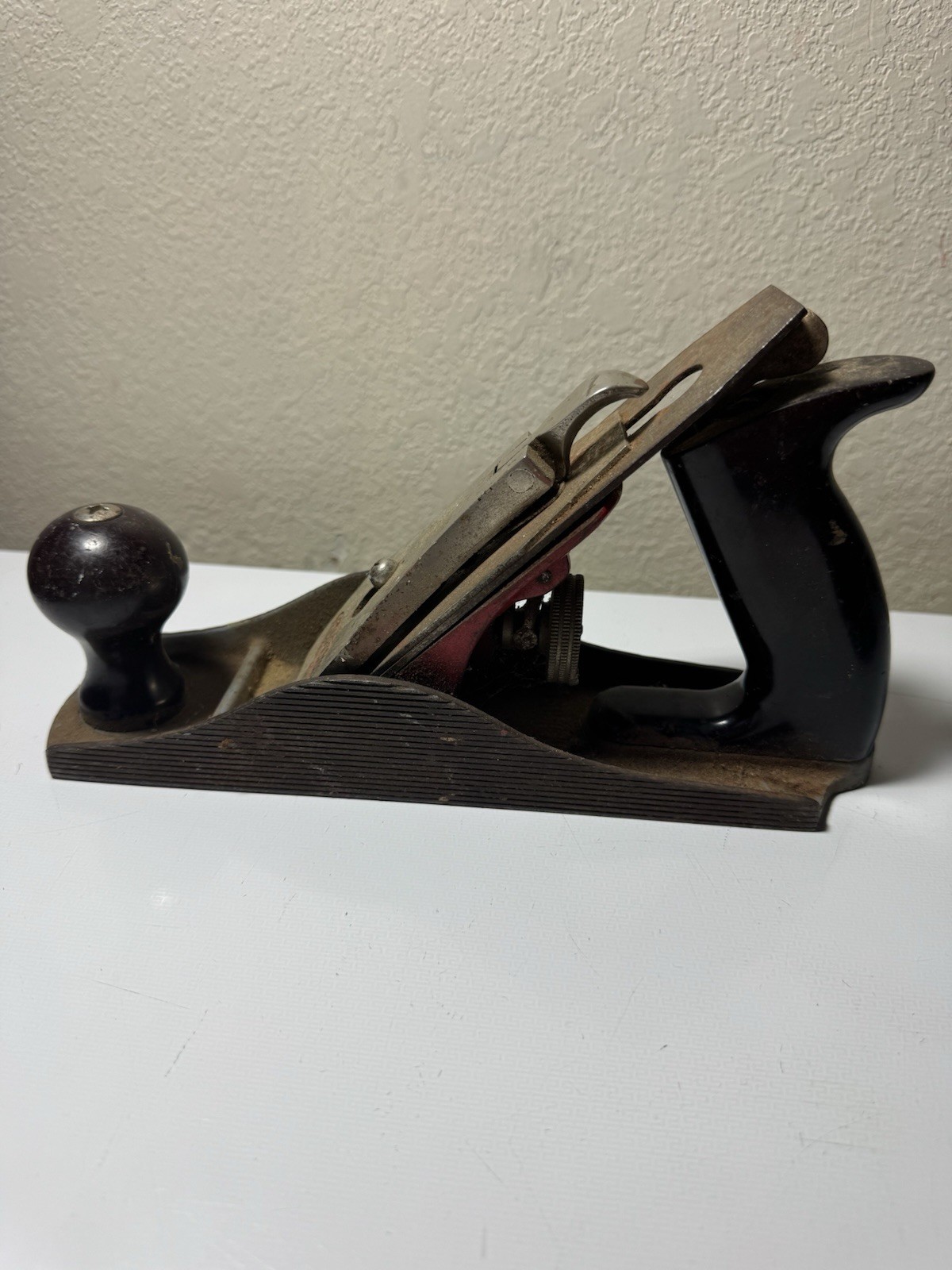 Vintage Craftsman Wood Hand Plane – Adjustable Bench Plane w/ Black Handle – USA