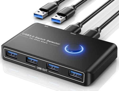 USB 3.0 Switch Selector for 2 Computers, USB Switcher Sharing 4 USB Devices Peri