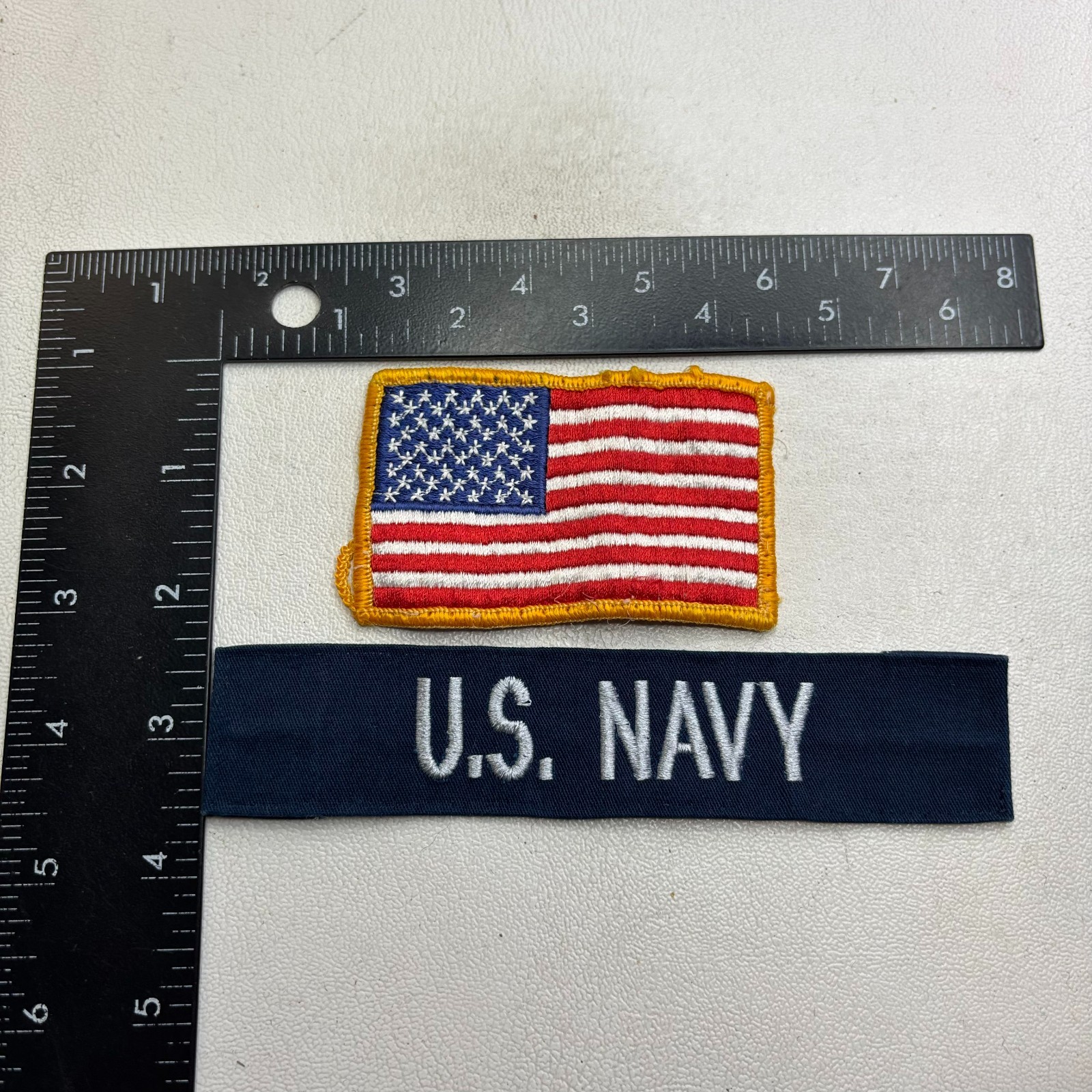 1 ROUGH American Flag Patch + 1 Navy Patch Military 62NS