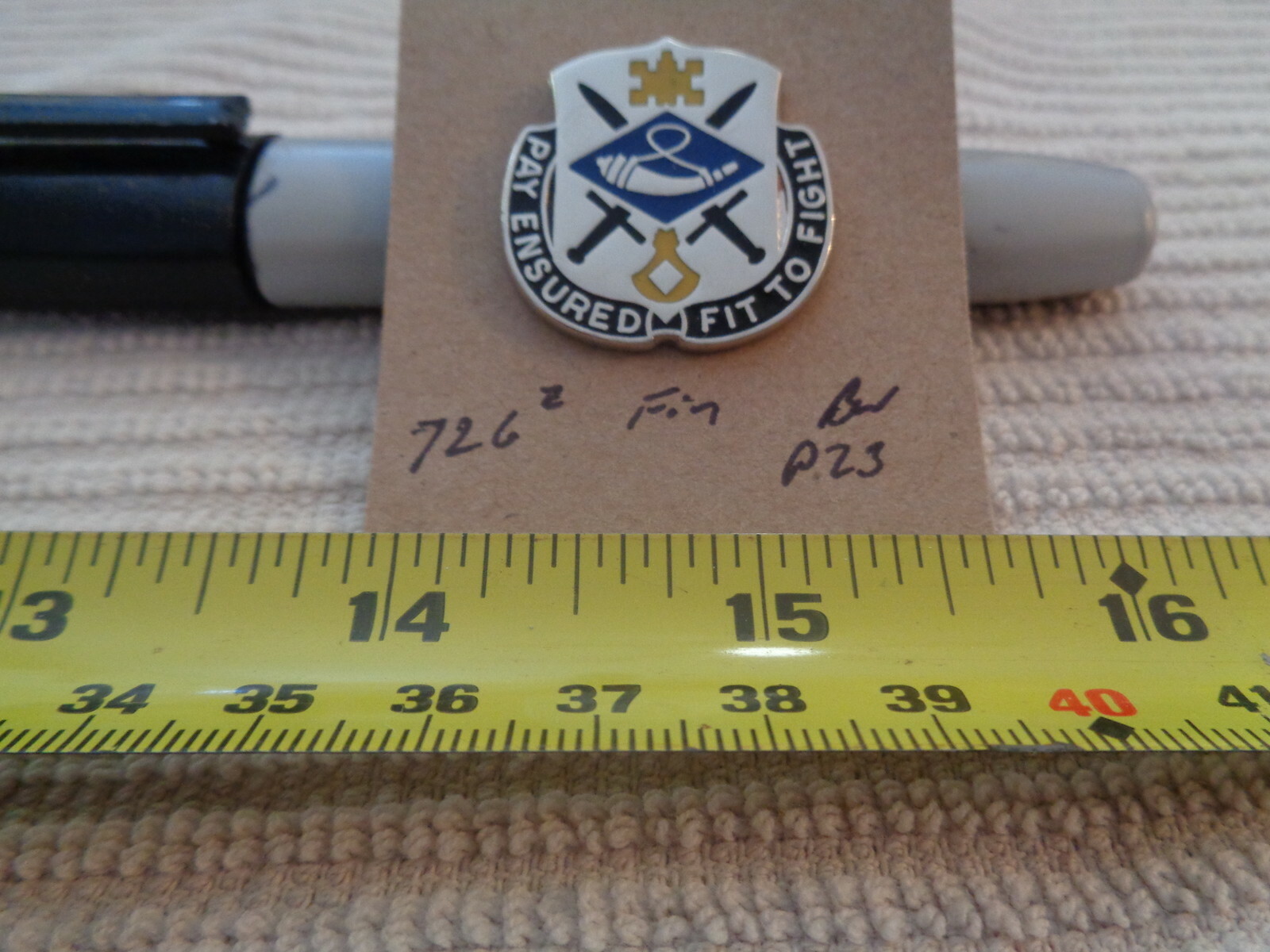 726th Finance Battalion P23 Unit Crest, DI, DUI (DRAW#16)