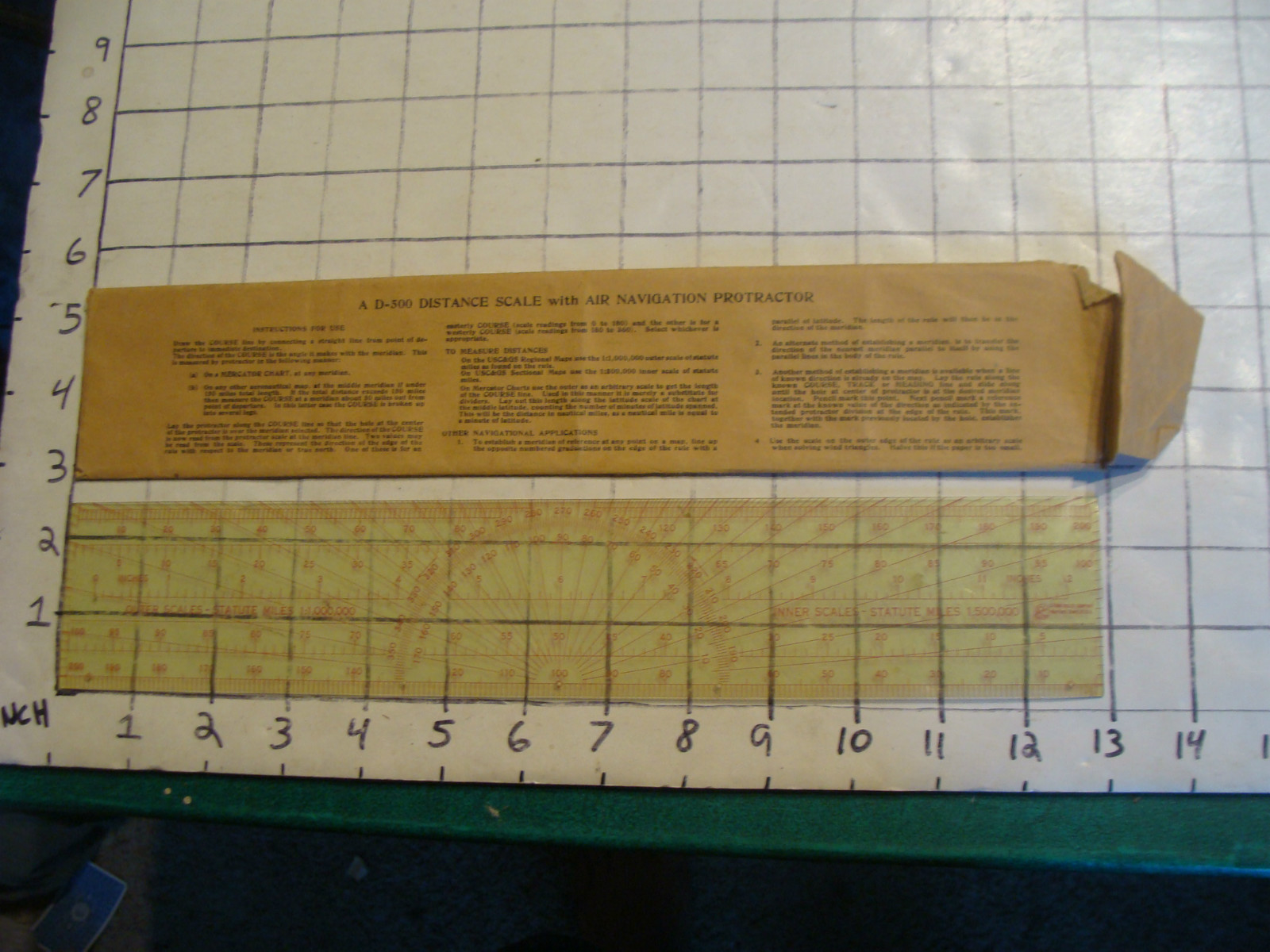 D-500 Distance scale w AIR NAVIGATION PROTRACTOR in instruction paper sleeve