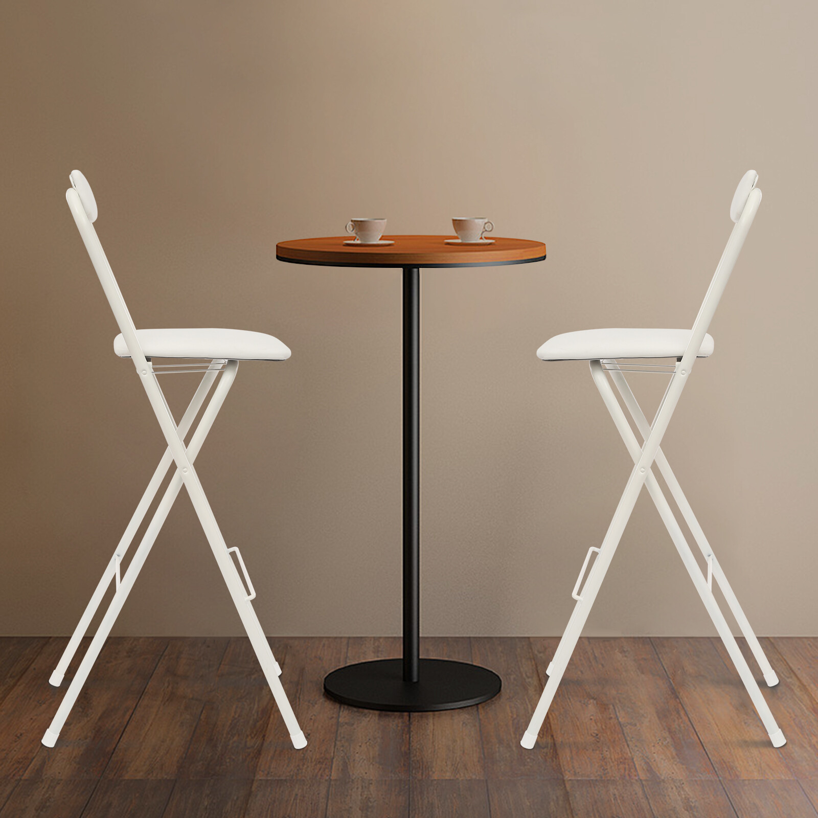 2PCS Portable Folding Metal Stool 29.53" Bar Stool Tall Chair Cafes Bars Chair