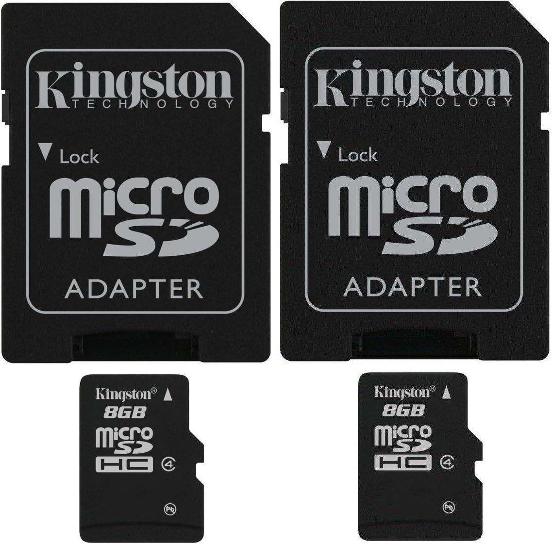 Kingston 8GB MicroSDHC Class 10 Memory Card with Adapter (2 Pack)