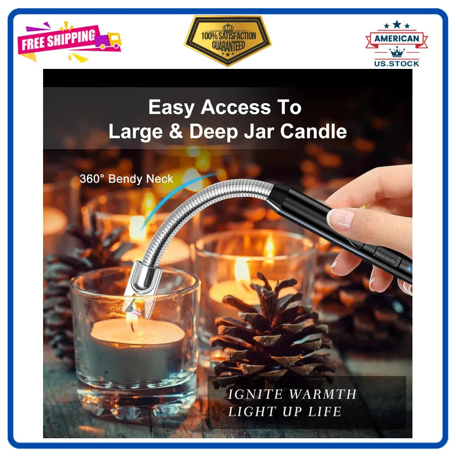 2 Pack Electric Arc Candle Lighter USB Rechargeable Flexible Neck Flameless