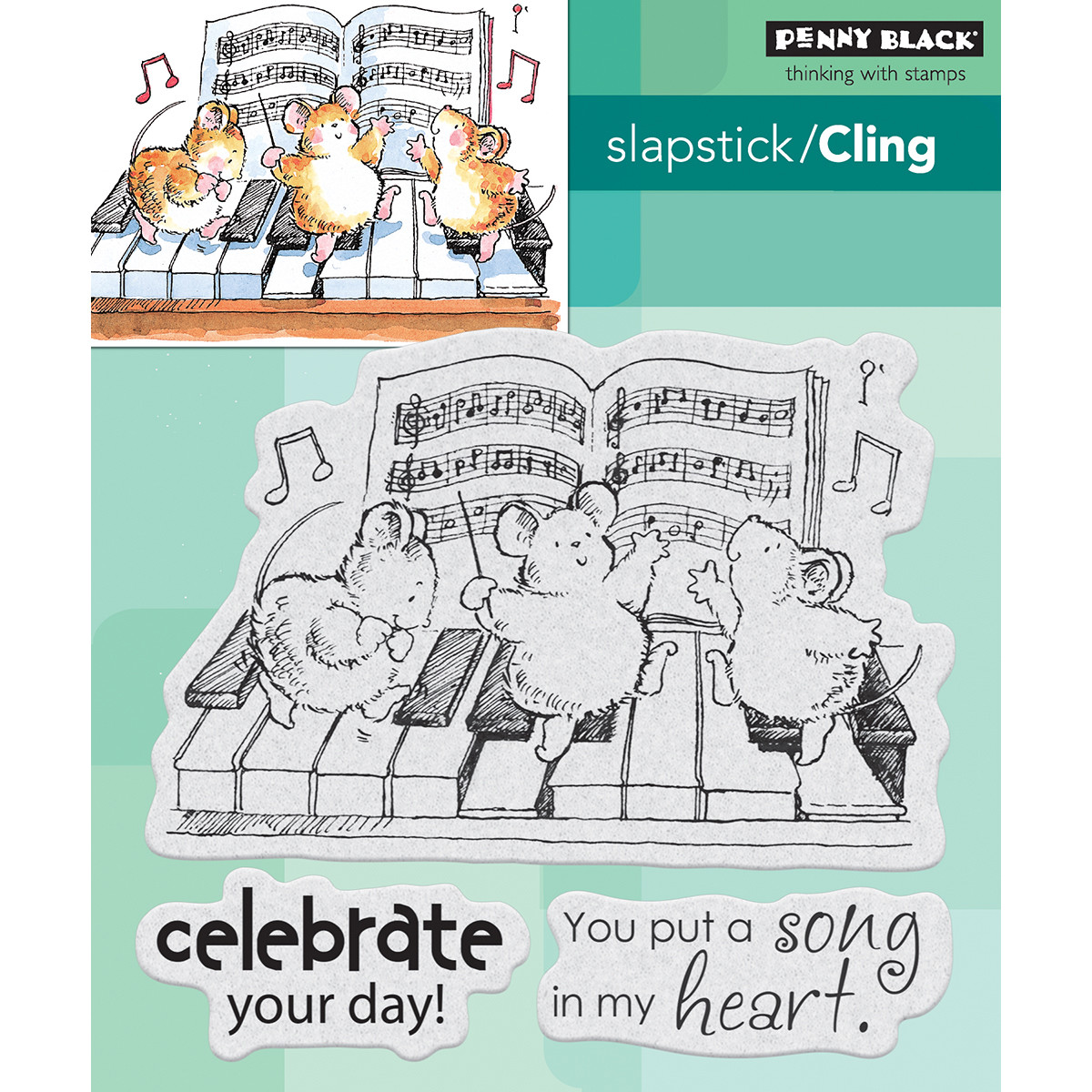 MUSIC Celebration Song Penny Black Cling Rubber Stamp Set 40-528 New