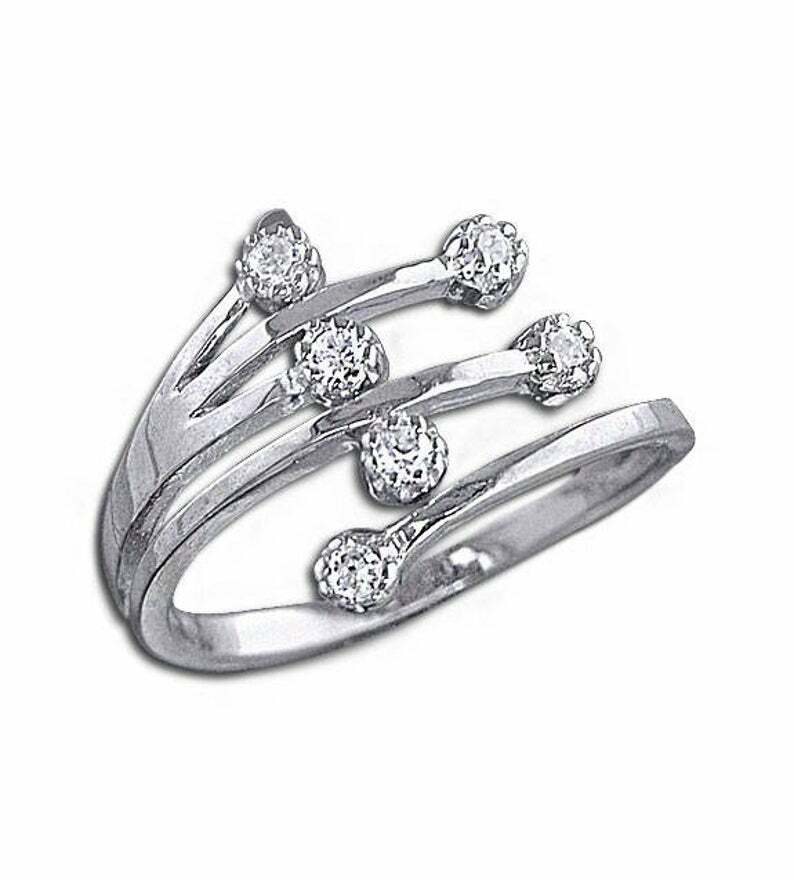 925 Sterling Silver White CZ Stone Toe Ring sb73
