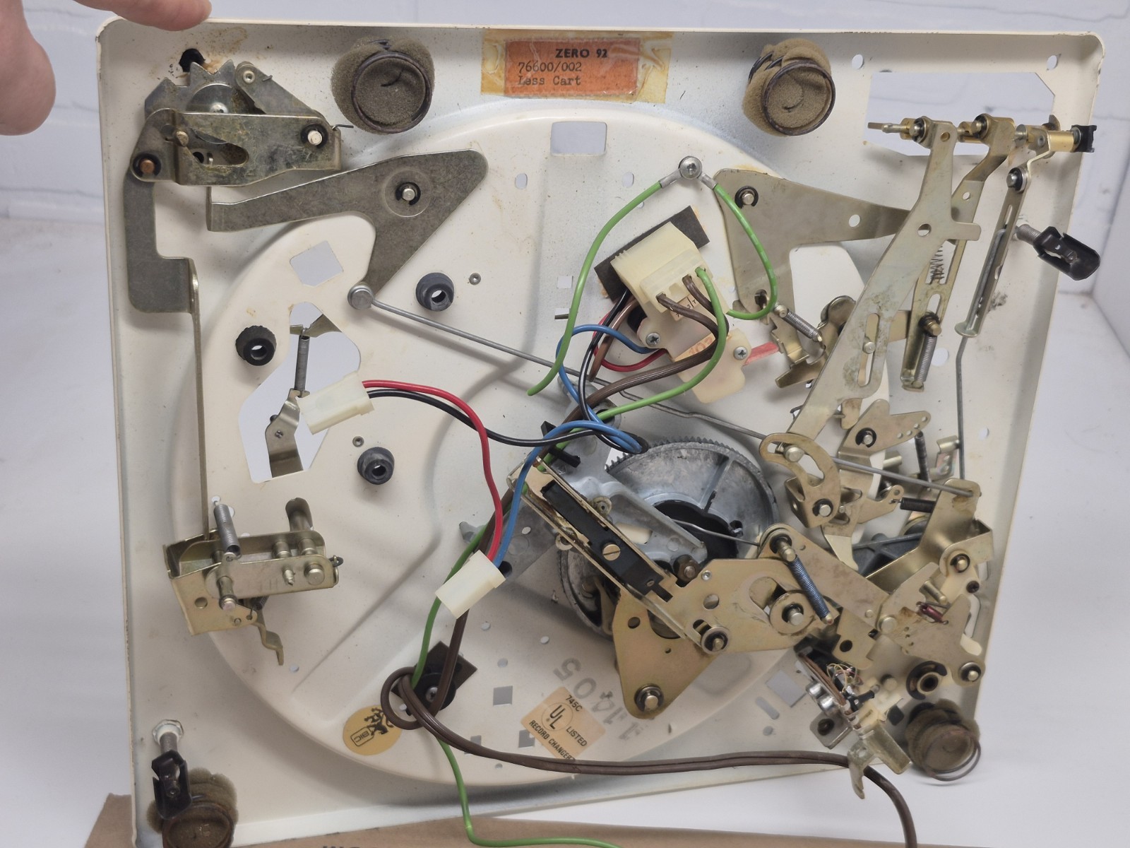Garrard Zero 92 Turntable Record Player White Deck Chassis Parts