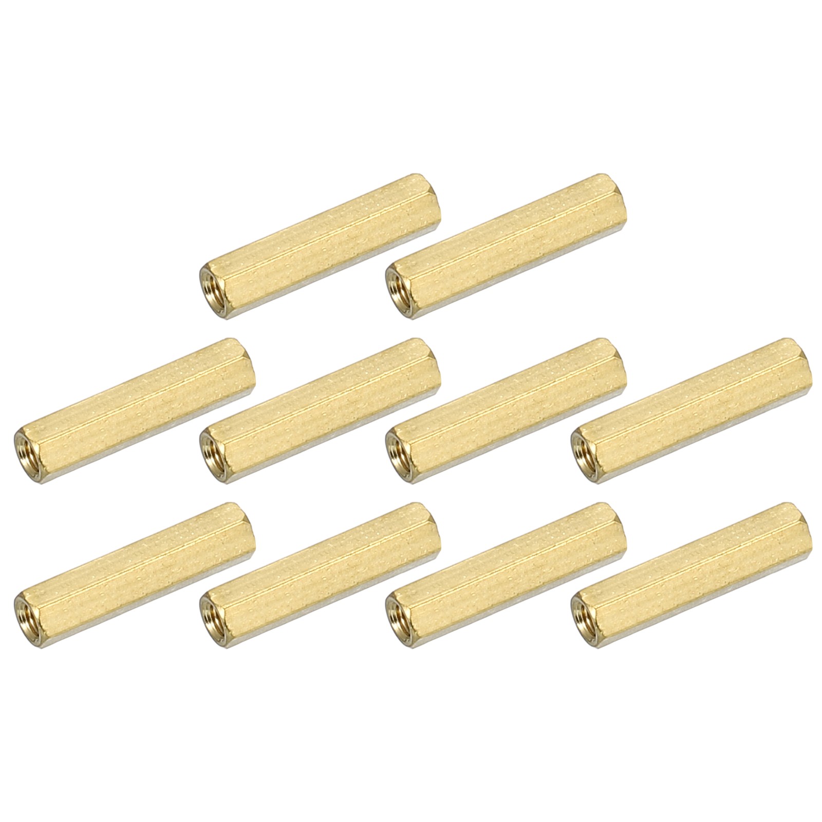 M3x0.5mm Coupling Nut, 10Pcs Brass Hex Coupling Nut 20mm, Gold