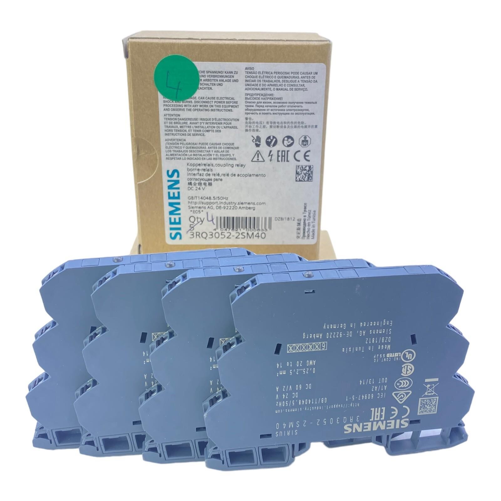 Siemens 3RQ3052-2SM40 Semiconductor Relay 24V DC 60V 2A 1NO Pack of 4