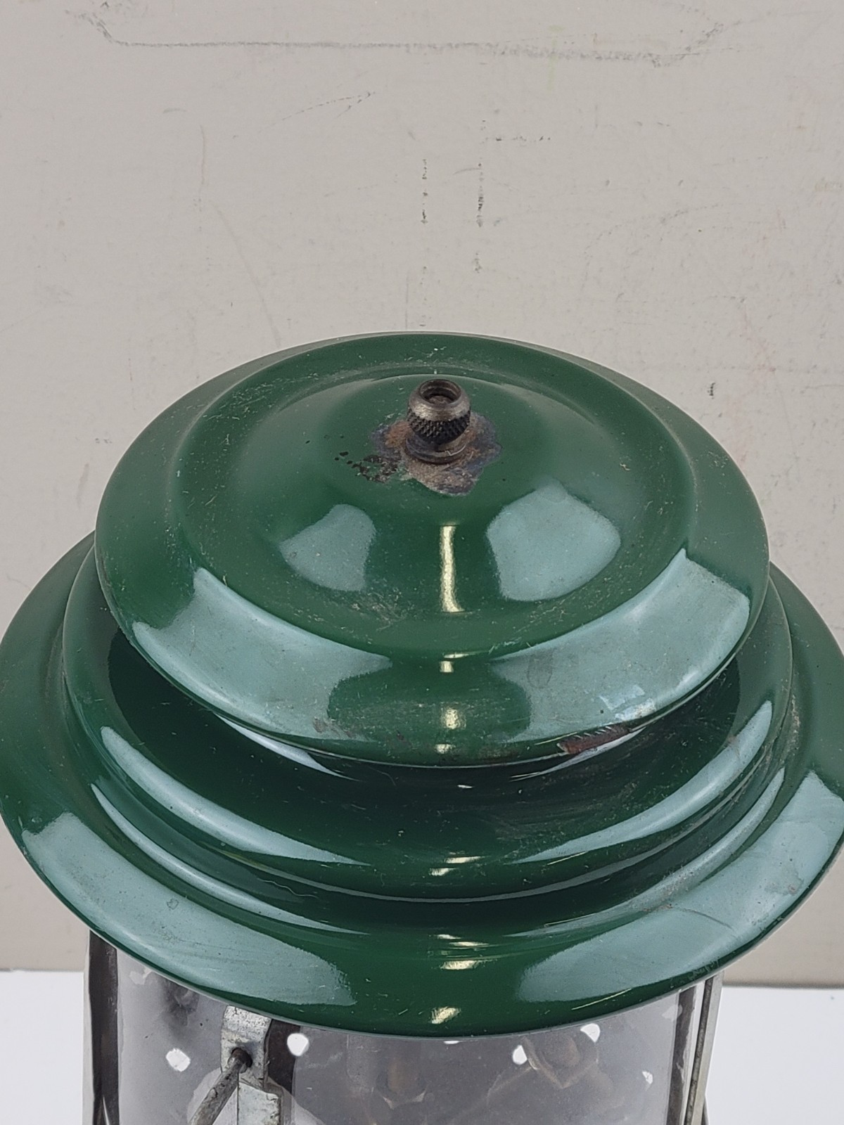Vintage '70s Green Coleman 220F Camping Lantern w/ Pyrex Globe - *UNTESTED*